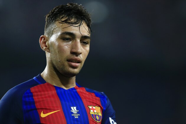 Barcelona's forward Munir El Haddadi looks on during the second leg of the Spanish Supercup football match between FC Barcelona and Sevilla FC at the Camp Nou stadium in Barcelona on August 17, 2016. / AFP / PAU BARRENA        (Photo credit should read PAU BARRENA/AFP/Getty Images)