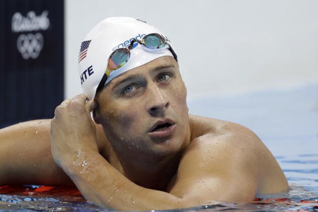 FILE - In this Tuesday, Aug. 9, 2016, file photo, United States' Ryan Lochte checks his time in a men's 4x200-meter freestyle heat during the swimming competitions at the 2016 Summer Olympics, in Rio de Janeiro, Brazil. Add two fresh entries to the increasingly popular genre of non-apology apologies. In a span of 15 hours, politician Donald Trump and Lochte both coughed up carefully crafted words of contrition, each without fully owning up to exactly what he’d done wrong. (AP Photo/Michael Sohn, File)