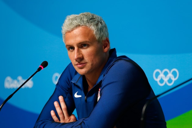 RIO DE JANEIRO, BRAZIL - AUGUST 12:  Ryan Lochte of the United States attends a press conference in the Main Press Center on Day 7 of the Rio Olympics on August 12, 2016 in Rio de Janeiro, Brazil.  (Photo by Matt Hazlett/Getty Images)