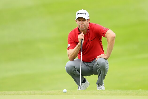 AALBORG, DENMARK - AUGUST 26:  Bradley Dredge of Wales lines up on the 15th green during the second round of Made in Denmark at Himmerland Golf & Spa Resort on August 26, 2016 in Aalborg, Denmark.  (Photo by Andrew Redington/Getty Images)