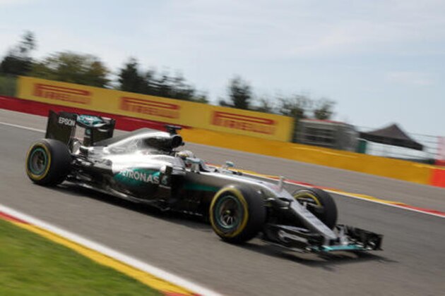 Mercedes driver Lewis Hamilton of Britain steers his car during the second practice session at the Belgian Formula One Grand Prix circuit in Spa-Francorchamps, Belgium, Friday, Aug. 26, 2016. The Belgian Formula One Grand Prix will be held on Sunday. (AP Photo/Olivier Matthys)