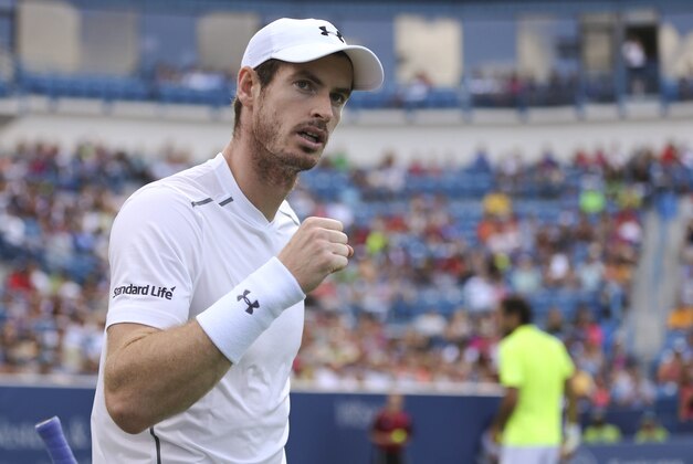 Aug 21, 2016; Mason, OH, USA; Andy Murray (GBR) reacts against Marin Cilic (CRO) in the finals during the Western and Southern tennis tournament at Linder Family Tennis Center. Mandatory Credit: Aaron Doster-USA TODAY Sports