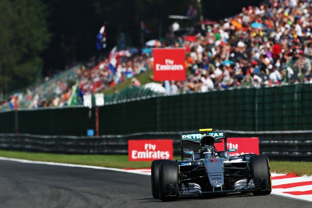 SPA, BELGIUM - AUGUST 27: Nico Rosberg of Germany driving the (6) Mercedes AMG Petronas F1 Team Mercedes F1 WO7 Mercedes PU106C Hybrid turbo on track during final practice for the Formula One Grand Prix of Belgium at Circuit de Spa-Francorchamps on August 27, 2016 in Spa, Belgium.  (Photo by Charles Coates/Getty Images)