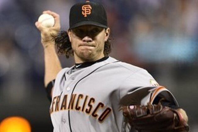 San Francisco Giants' Jake Peavy in action during a baseball game against the Philadelphia Phillies, Wednesday, Aug. 3, 2016, in Philadelphia. (AP Photo/Derik Hamilton)