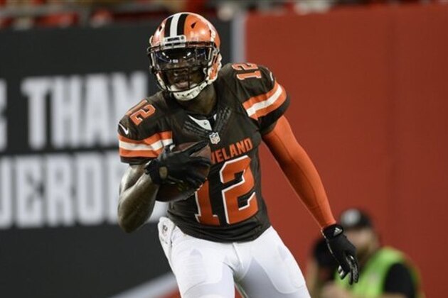 Cleveland Browns wide receiver Josh Gordon (12) after a touchdown reception against the Tampa Bay Buccaneers during the secondquarter of an NFL preseason football game Friday, Aug. 26, 2016, in Tampa, Fla. (AP Photo/Jason Behnken)