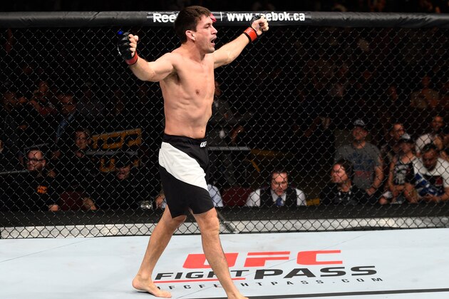 VANCOUVER, BC - AUGUST 27: Demian Maia of Brazil celebrates his submission victory over Carlos Condit of the United States in their welterweight bout during the UFC Fight Night event at Rogers Arena on August 27, 2016 in Vancouver, British Columbia, Canada. (Photo by Jeff Bottari/Zuffa LLC/Zuffa LLC via Getty Images)