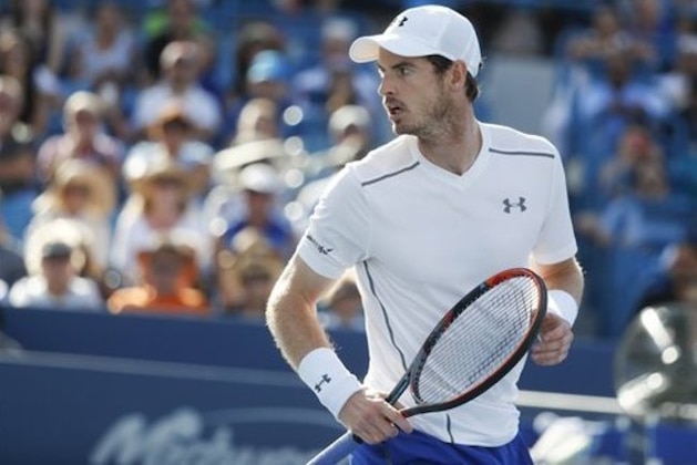 Andy Murray, of Britain, reacts during his match against Marin Cilic, of Croatia, in the finals of the Western & Southern Open tennis tournament, Sunday, Aug. 21, 2016, in Mason, Ohio. Cilic won 6-4, 7-5. (AP Photo/John Minchillo)