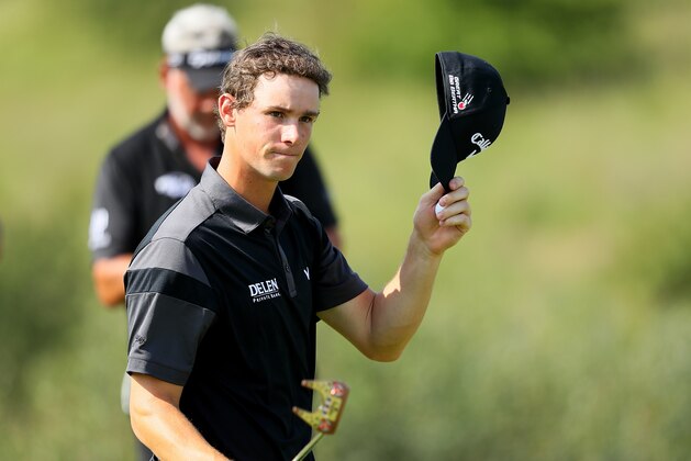 AALBORG, DENMARK - AUGUST 25:  Thomas Pieters of Belgium acknowledges the crowd on the 9th hole during the first round of Made in Denmark at Himmerland Golf & Spa Resort on August 25, 2016 in Aalborg, Denmark.  (Photo by Andrew Redington/Getty Images)