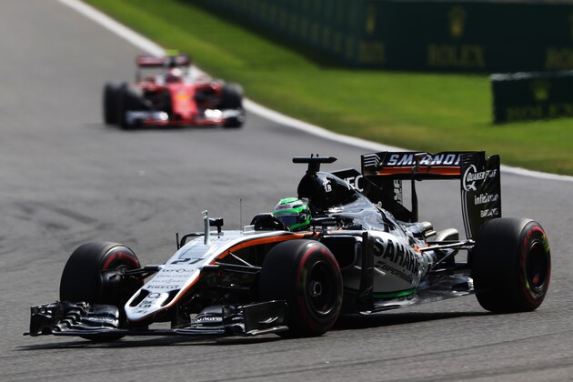SPA, BELGIUM - AUGUST 28: Nico Hulkenberg of Germany driving the (27) Sahara Force India F1 Team VJM09 Mercedes PU106C Hybrid turbo on track during the Formula One Grand Prix of Belgium at Circuit de Spa-Francorchamps on August 28, 2016 in Spa, Belgium  (Photo by Mark Thompson/Getty Images)