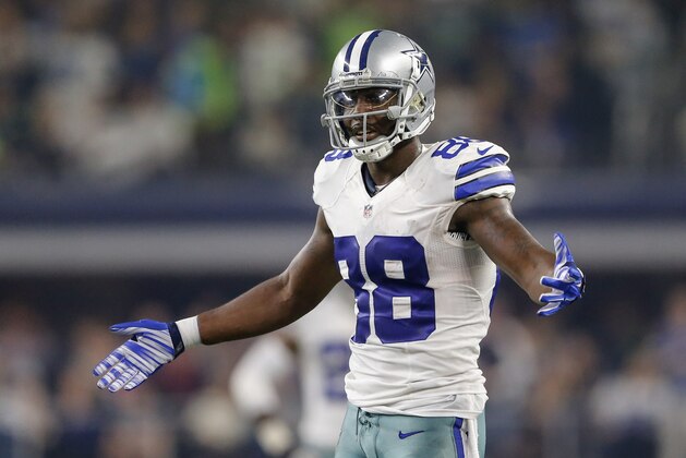 Nov 1, 2015; Arlington, TX, USA; Dallas Cowboys wide receiver Dez Bryant (88) reacts during the game against the Seattle Seahawks at AT&T Stadium. Mandatory Credit: Kevin Jairaj-USA TODAY Sports