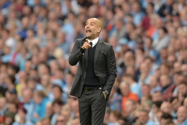Manchester City's Spanish manager Pep Guardiola gestures from the touchline during the English Premier League football match between Manchester City and West Ham United at the Etihad Stadium in Manchester, north west England, on August 28, 2016. / AFP / Oli SCARFF / RESTRICTED TO EDITORIAL USE. No use with unauthorized audio, video, data, fixture lists, club/league logos or 'live' services. Online in-match use limited to 75 images, no video emulation. No use in betting, games or single club/league/player publications.  /         (Photo credit should read OLI SCARFF/AFP/Getty Images)
