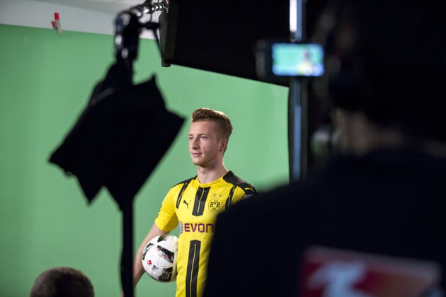 DORTMUND, GERMANY- AUGUST 17: Marco Reus is seen in a recording studio during the DFL Media Day on August, 17, 2016 in Dortmund, Germany. (Photo by Jan Hetfleisch/Getty Images for DFL)
