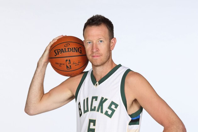 ST. FRANCIS, WI - FEBRUARY 23:  Steve Novak #6 of the Milwaukee Bucks poses for portraits at the Orthopaedic Hospital of Wisconsin Training Center on February 23, 2016  in St. Francis, Wisconsin. NOTE TO USER:  User expressly acknowledges and agrees that, by downloading and or using this Photograph, user is consenting to the terms and conditions of the Getty Images License Agreement.  Mandatory Copyright Notice:  Copyright 2016 NBAE (Photo by Gary Dineen/NBAE via Getty Images)