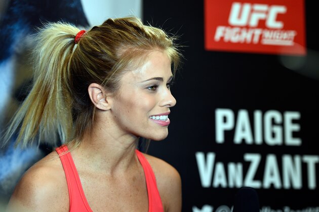 VANCOUVER, BC - AUGUST 25:  Paige VanZant speaks with the media at the Hyatt Regency Vancouver on August 25, 2016 in Vancouver, Canada. (Photo by Jeff Bottari/Zuffa LLC/Zuffa LLC via Getty Images)