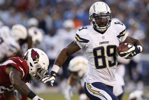 San Diego Chargers wide receiver James Jones (89) during a preseason NFL football game against the Arizona Cardinals, Friday, Aug. 19, 2016, in San Diego. (AP Photo/Rick Scuteri)