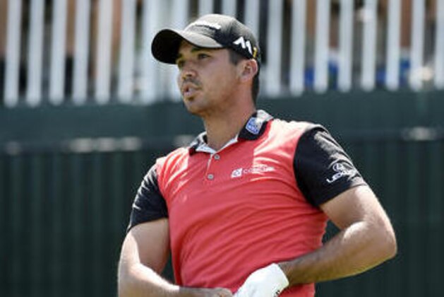 Jason Day of Australia, the 2015 Barclays winner, watches his tee shot from the first hole during the third round of The Barclays golf tournament in Farmingdale, N.Y., Saturday, Aug. 27, 2016. (AP Photo/Kathy Kmonicek)