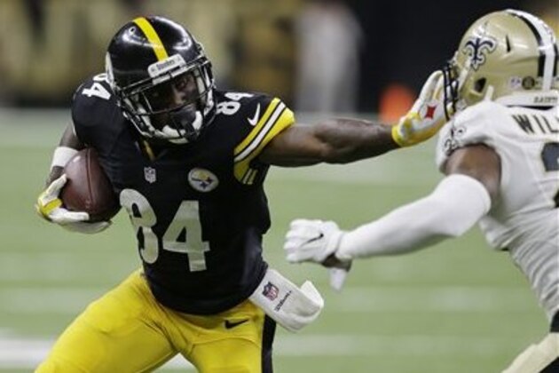 Pittsburgh Steelers wide receiver Antonio Brown (84) runs against New Orleans Saints cornerback P.J. Williams (25)  the first half of an NFL preseason football game, Friday, Aug. 26, 2016, in New Orleans. (AP Photo/Butch Dill)