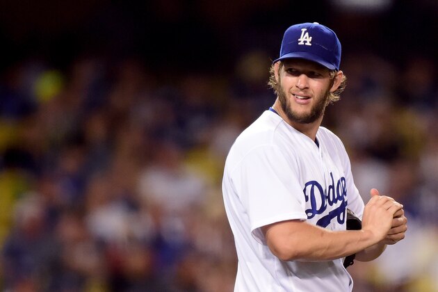 LOS ANGELES, CA - JUNE 20:  Clayton Kershaw #22 of the Los Angeles Dodgers reacts to his wild pitch during the seventh inning against the Washington Nationals at Dodger Stadium on June 20, 2016 in Los Angeles, California.  (Photo by Harry How/Getty Images)