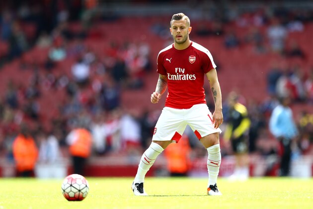 LONDON, UNITED KINGDOM - MAY 15:  Jack Wilshere of Arsenal warms up prior to the Barclays Premier League match between Arsenal and Aston Villa at Emirates Stadium on May 15, 2016 in London, England.  (Photo by Julian Finney/Getty Images)