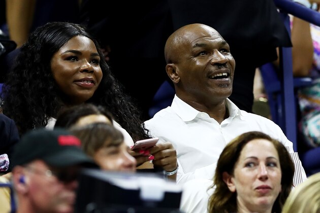 NEW YORK, NY - AUGUST 29:  Mike Tyson watches the first round Men's Singles match between Novak Djokovic of Serbia & Montenegro and Jerzy Janowicz of Poland on Day One of the 2016 US Open at the USTA Billie Jean King National Tennis Center on August 29, 2016 in the Flushing neighborhood of the Queens borough of New York City.  (Photo by Elsa/Getty Images)