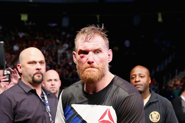 NEWARK, NJ - JANUARY 30:  Josh Barnett of the United States leaves the Octagon after losing by submission to Ben Rothwell of the United States (not pictured) in the second round of their heavyweight bout during the UFC Fight Night event at the Prudential Center on January 30, 2016 in Newark, New Jersey.  (Photo by Elsa/Getty Images)