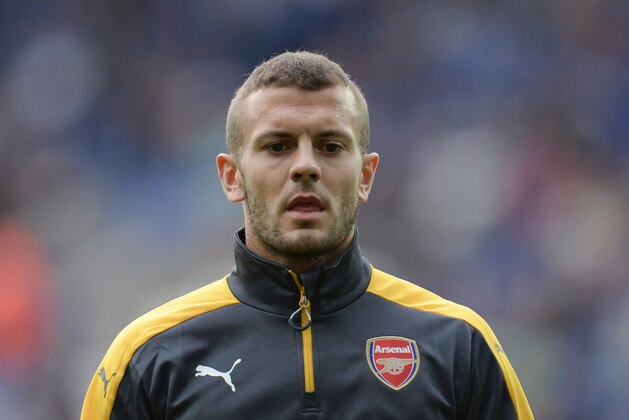 Arsenal's English midfielder Jack Wilshere warms up before the English Premier League football match between Leicester City and Arsenal at King Power Stadium in Leicester, central England on August 20, 2016. / AFP / OLI SCARFF / RESTRICTED TO EDITORIAL USE. No use with unauthorized audio, video, data, fixture lists, club/league logos or 'live' services. Online in-match use limited to 75 images, no video emulation. No use in betting, games or single club/league/player publications.  /         (Photo credit should read OLI SCARFF/AFP/Getty Images)