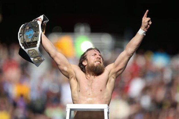 WWE Superstar Daniel Bryan celebrates becoming the new Intercontinental Champion at WrestleMania 31 at Levi's Stadium. on Sunday, March 29, 2015 in Santa Clara, CA. WrestleMania broke the Levi’s Stadium attendance record at 76,976 fans from all 50 states and 40 countries. (Don Feria/AP Images for WWE)