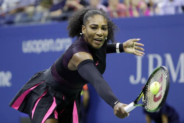 Serena Williams returns a shot to Vania King during the second round of the U.S. Open tennis tournament, Thursday, Sept. 1, 2016, in New York. (AP Photo/Darron Cummings)