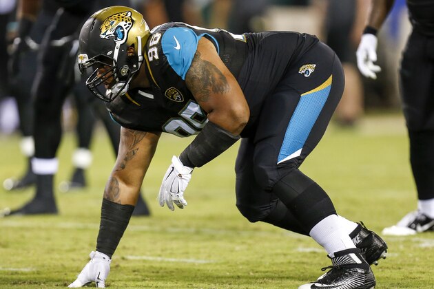 JACKSONVILLE, FL - AUGUST 14: Defensive Tackle Michael Bennett #96 of the Jacksonville Jaguars during a preseason game against the Pittsburgh Steelers at EverBank Field on August 14, 2015 in Jacksonville, Florida. The Jaguars defeated the Steelers 23 to 21. (Photo by Don Juan Moore/Getty Images)