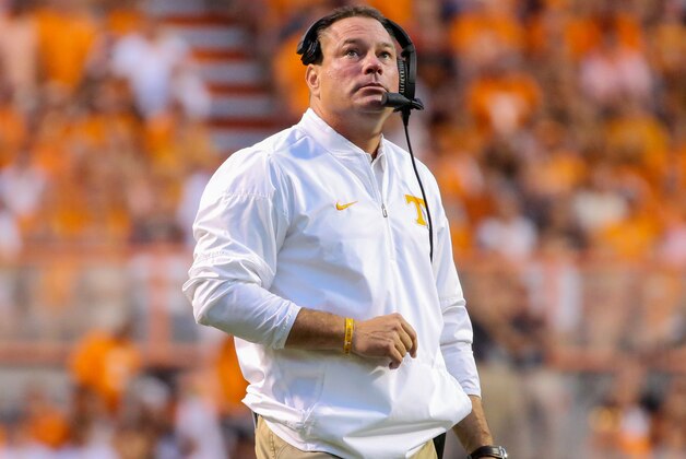 Sep 1, 2016; Knoxville, TN, USA; Tennessee Volunteers head coach Butch Jones during the first quarter against the Appalachian State Mountaineers at Neyland Stadium. Mandatory Credit: Randy Sartin-USA TODAY Sports