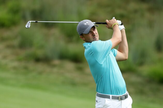 NORTON, MA - SEPTEMBER 03:  Jordan Spieth plays his shot from the 14th fairway during the second round of the Deutsche Bank Championship at TPC Boston on September 3, 2016 in Norton, Massachusetts.  (Photo by David Cannon/Getty Images)