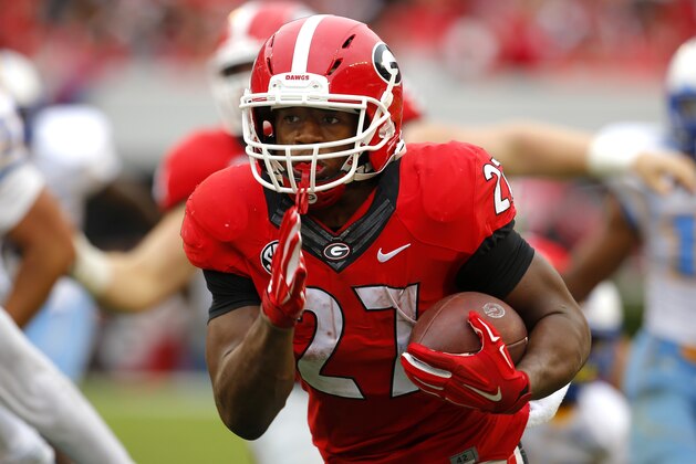 ATHENS, GA - SEPTEMBER 26: Running back Nick Chubb