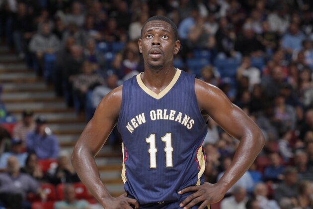 SACRAMENTO, CA - MARCH 16: Jrue Holiday #11 of the New Orleans Pelicans looks on during the game against the Sacramento Kings on March 16, 2016 at Sleep Train Arena in Sacramento, California. NOTE TO USER: User expressly acknowledges and agrees that, by downloading and or using this photograph, User is consenting to the terms and conditions of the Getty Images Agreement. Mandatory Copyright Notice: Copyright 2016 NBAE (Photo by Rocky Widner/NBAE via Getty Images)