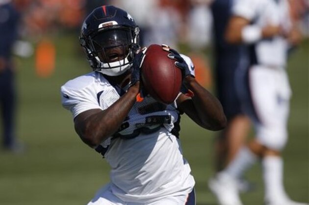 Denver Broncos running back Ronnie Hillman (23) takes part in drills during the team's NFL football training camp Sunday, July 31, 2016 in Englewood, Colo. (AP Photo/David Zalubowski)