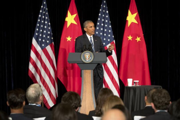 U.S. President Barack Obama speaks during a press conference after the conclusion of the G-20 Summit in Hangzhou in eastern China's Zhejiang Province, Monday, Sept. 5, 2016. (AP Photo/Mark Schiefelbein)