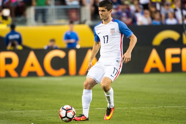SANTA CLARA, CA - JUNE 3: Christian Pulisic #17 of United States during the Copa America Centenario Group A match between the United States and Columbia at Levi's Stadium on June 3, 2016 in Santa Clara, California.  Colombia won the match 2-0 (Photo by Shaun Clark/Getty Images)