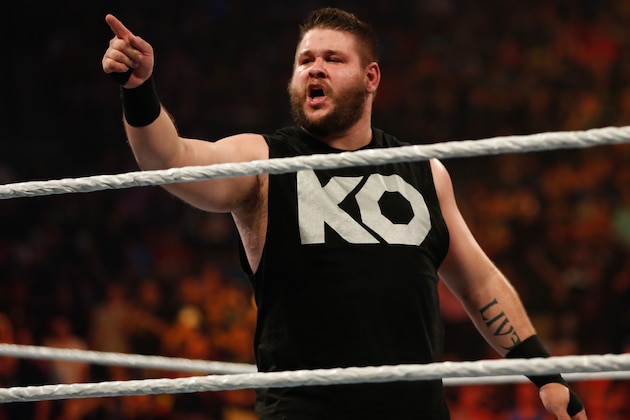 NEW YORK, NY - AUGUST 23:  Kevin Owens celebrates his victory over Cesaro at the WWE SummerSlam 2015 at Barclays Center of Brooklyn on August 23, 2015 in New York City.  (Photo by JP Yim/Getty Images)