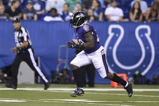 Baltimore Ravens running back Terrance West (28) during the second half of an NFL preseason football game against the Indianapolis Colts in Indianapolis, Saturday, Aug. 20, 2016. (AP Photo/Doug McSchooler)