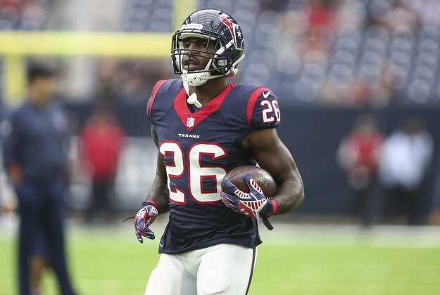 Aug 28, 2016; Houston, TX, USA; Houston Texans running back Lamar Miller (26) warms up before a game against the Arizona Cardinals at NRG Stadium. Mandatory Credit: Troy Taormina-USA TODAY Sports