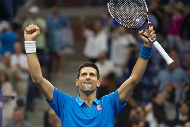 Novak Djokovic of Serbia celebrates his victory over Kyle Edmund of Great Britain during their 2016 US Open men's singles match at the USTA Billie Jean King National Tennis Center on September 4, 2016 in New York. / AFP / Don EMMERT        (Photo credit should read DON EMMERT/AFP/Getty Images)