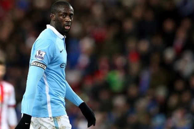Manchester City's Scaptain Yaya Toure during the English Premier League soccer match between Sunderland and Manchester City at the Stadium of Light, Sunderland, England, Tuesday, Feb. 2, 2016. (AP Photo/Scott Heppell)
