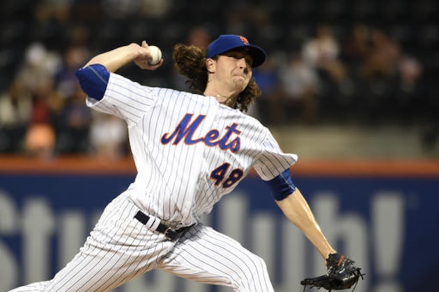 New York Mets starting pitcher Jacob deGrom delivers against the Miami Marlins in the first inning of a baseball game, Thursday, Sept. 1, 2016, in New York. (AP Photo/Kathy Kmonicek)