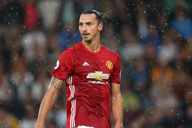 HULL, ENGLAND - AUGUST 27: Zlatan Ibrahimovic of Manchester United during the Premier League match between Hull City and Manchester United at KC Stadium on August 27, 2016 in Hull, England. (Photo by Matthew Ashton - AMA/Getty Images)