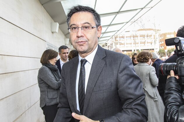 BARCELONA, SPAIN - FEBRUARY 27:  F.C. Barcelona's President Josep Maria Bartomeu attends Emilio Sanchez Benito's funeral at Tanatori de les Corts on February 27, 2016 in Barcelona, Spain.  (Photo by Miquel Benitez/Getty Images)