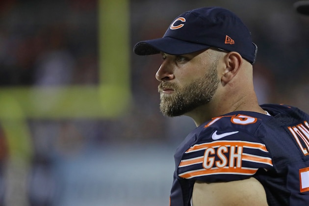 CHICAGO, IL - AUGUST 11:  Kyle Long #75 of the Chicago Bearswatches from the sidelines as teammates take on the Denver Broncos at Soldier Field on August 11, 2016 in Chicago, Illinois. The Broncos defeated the Bears 22-0.  (Photo by Jonathan Daniel/Getty Images)