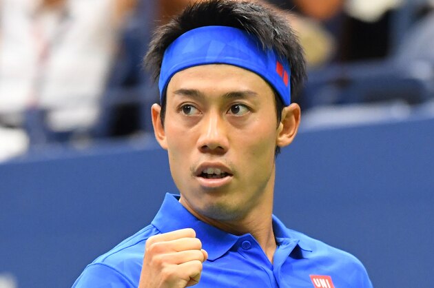 Sept 7, 2016; New York, NY, USA;  
Kei Nishikori of Japan after breaking the serve of Andy Murray of Great Britain in the 3rd set on day ten of the 2016 U.S. Open tennis tournament at USTA Billie Jean King National Tennis Center. Mandatory Credit: Robert Deutsch-USA TODAY Sports