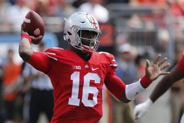 Ohio State quarterback J.T. Barrett plays against Bowling Green during an NCAA college football game Saturday, Sept. 3, 2016, in Columbus, Ohio. (AP Photo/Jay LaPrete)