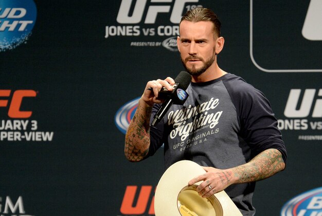 Jan 2, 2015; Las Vegas, NV, USA; Former WWE star Phil CM Punk Brooks is the featured guest for the UFC 182 Q&A session Friday evening before the start of the weigh-ins at the MGM Grand Garden Arena. Mandatory Credit: Jayne Kamin-Oncea-USA TODAY Sports