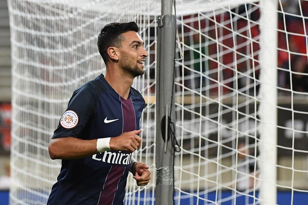 Paris Saint-Germain's Argentinian midfielder Javier Pastore celebrates scoring during the French Supercup Champions trophy (Trophée des Champions) football match Paris Saint-Germain vs Olympique Lyonnais in Klagenfurt, Austria, on August 6, 2016. / AFP / BORIS HORVAT        (Photo credit should read BORIS HORVAT/AFP/Getty Images)