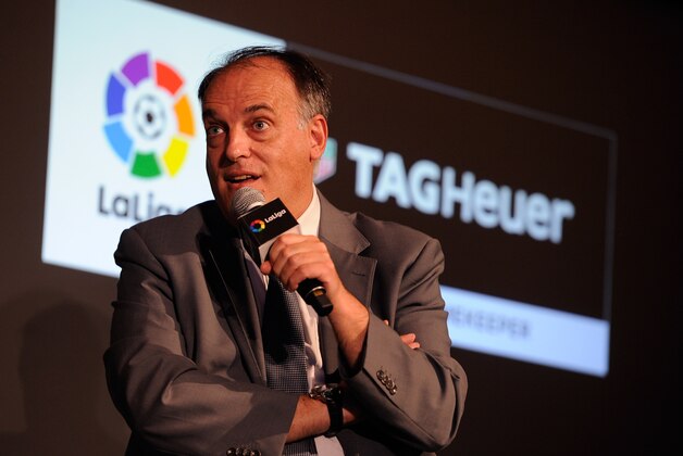 MADRID, SPAIN - JULY 13:  Javier Tebas, President of La Liga speaks at the press conference to announce TAG Heuer as the Official Timekeeper and Official Sponsor of La Liga at the Royal Theatre on July 13, 2016 in Madrid, Spain.  (Photo by Denis Doyle/Getty Images for Tag Heuer)